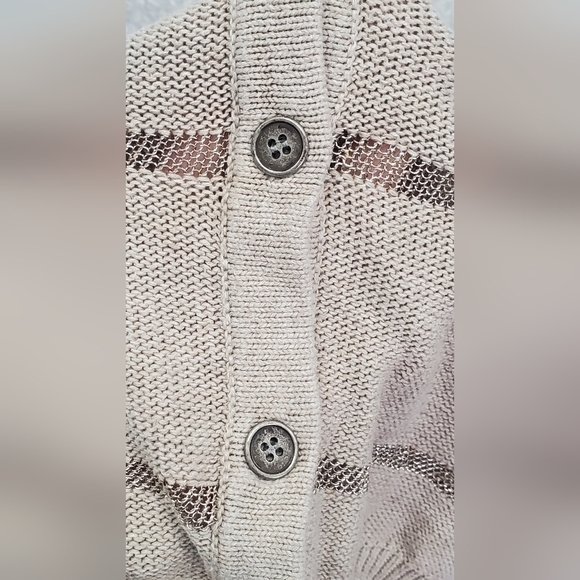 LOFT Metallic mesh Knit Striped Cotton Boho  Women's Cardigan Size M - Picture 10 of 10